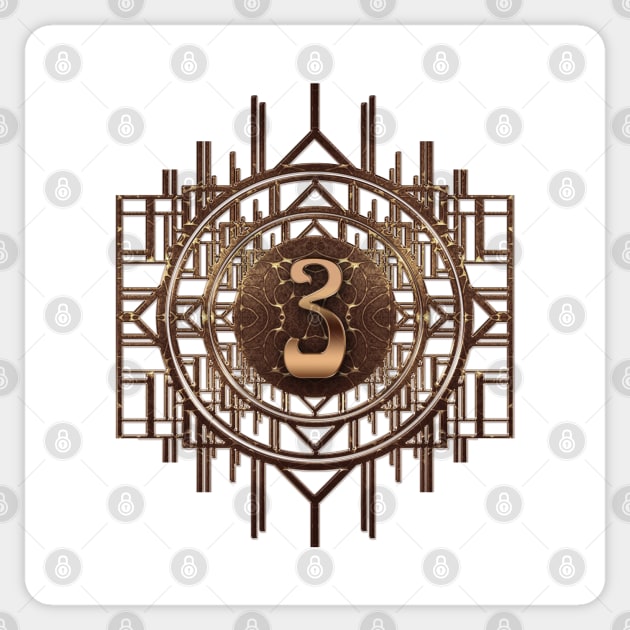 Golden number three in glamorous 1920s jugendstil style Sticker by designsbyxarah